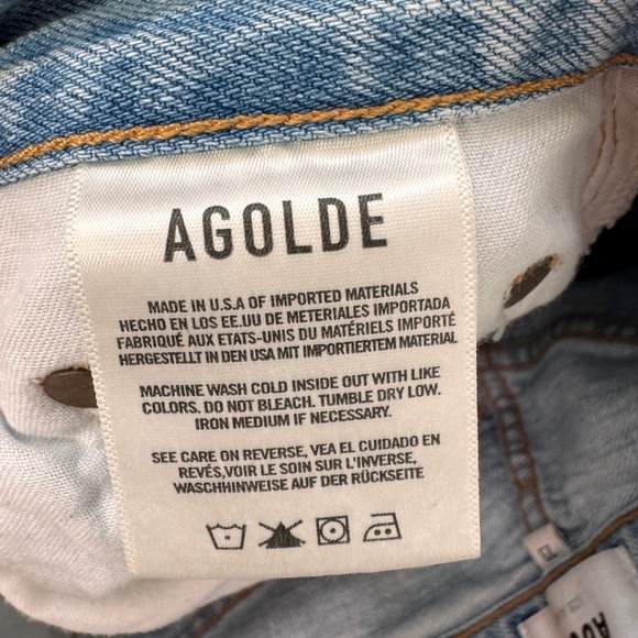 Agolde Riley in Blitz Light Blue Distressed Cropped Jeans size 23 - Picture 15 of 16